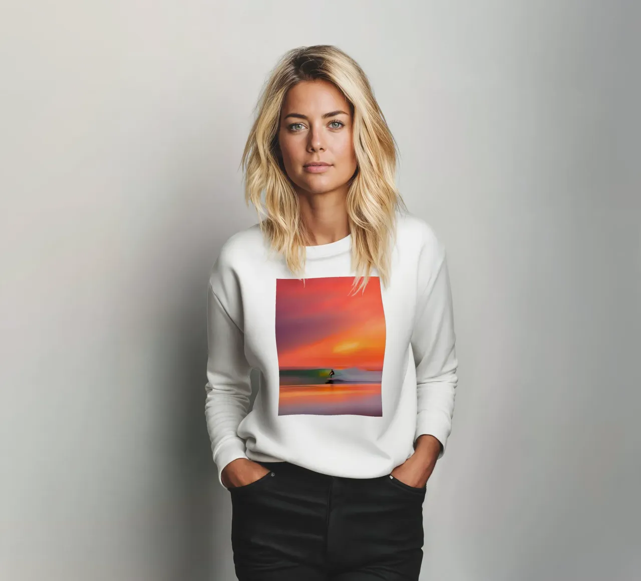 Sunset Surfer felpa da ICONICA Art Studio