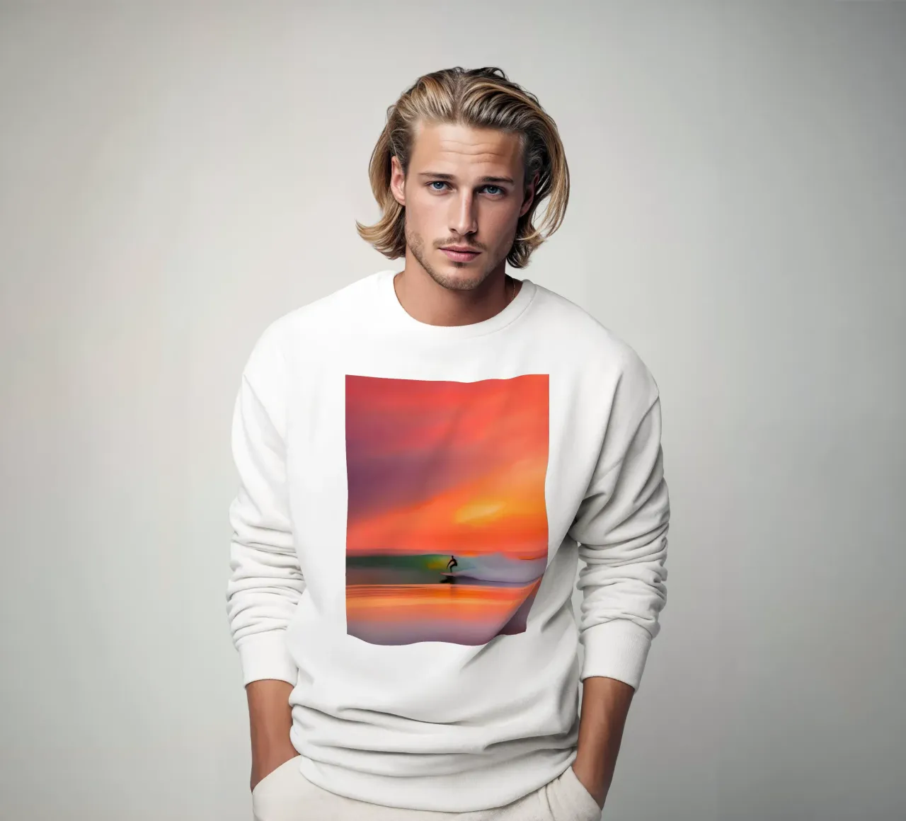 Sunset Surfer felpa da ICONICA Art Studio