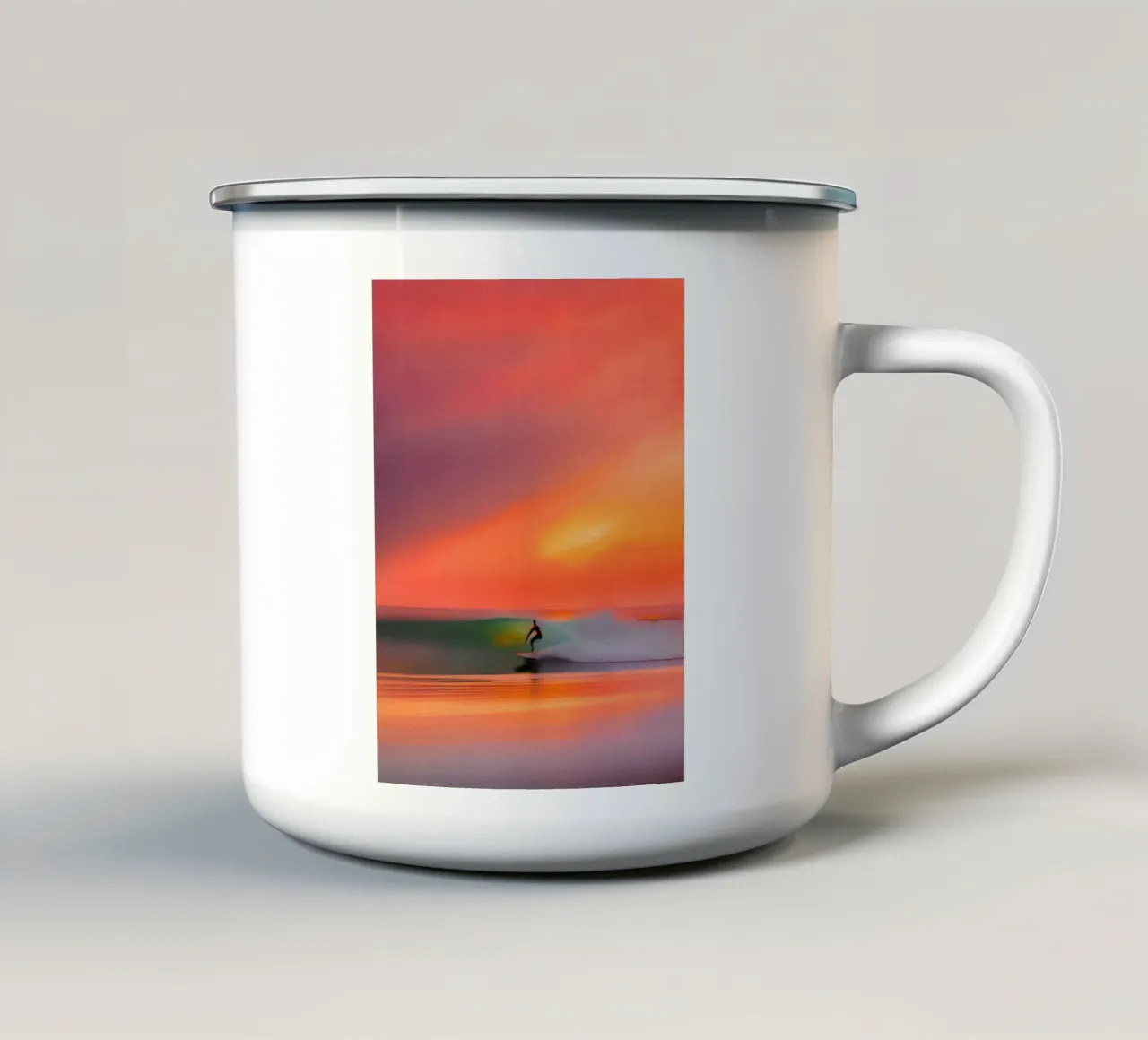 Sunset Surfer tazza in smalto da ICONICA Art Studio