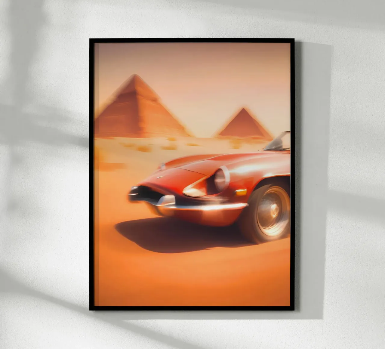 La Voiture du Désert poster con telaio in plastica da ICONICA Art Studio