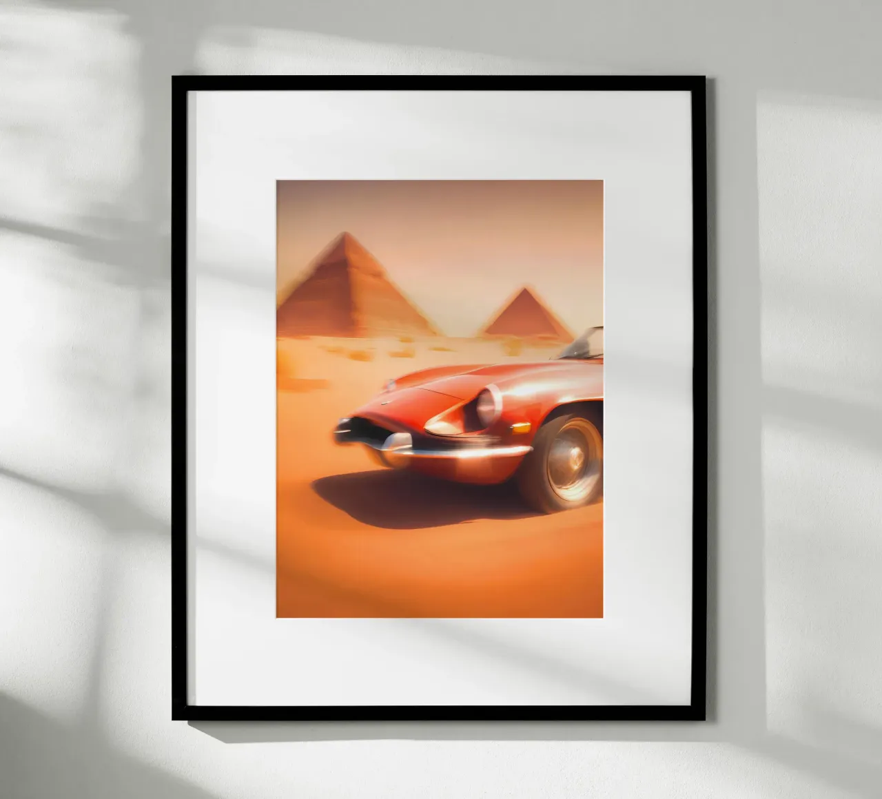 La Voiture du Désert poster con telaio in plastica da ICONICA Art Studio