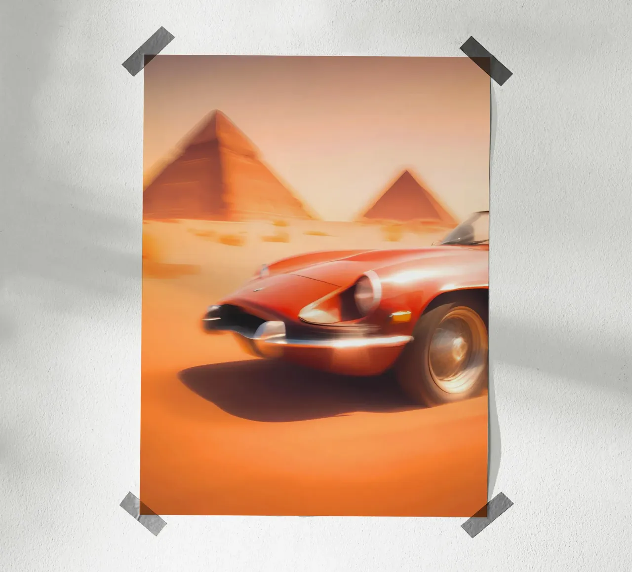 La Voiture du Désert poster con telaio in plastica da ICONICA Art Studio