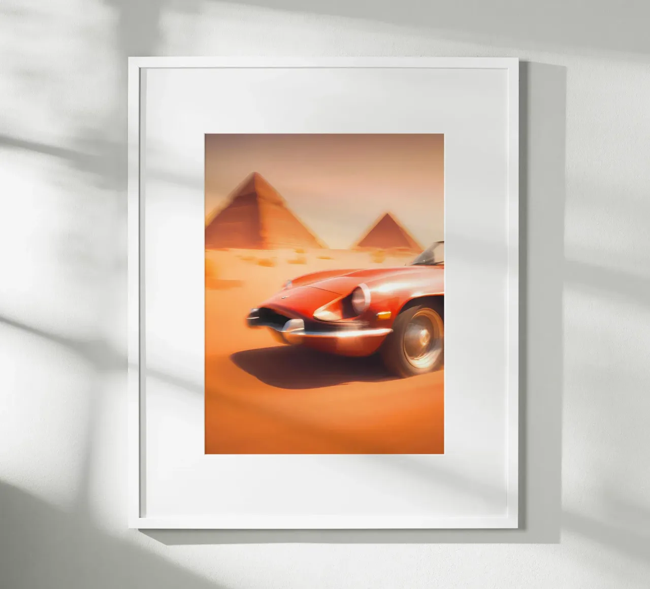 La Voiture du Désert poster con telaio in plastica da ICONICA Art Studio