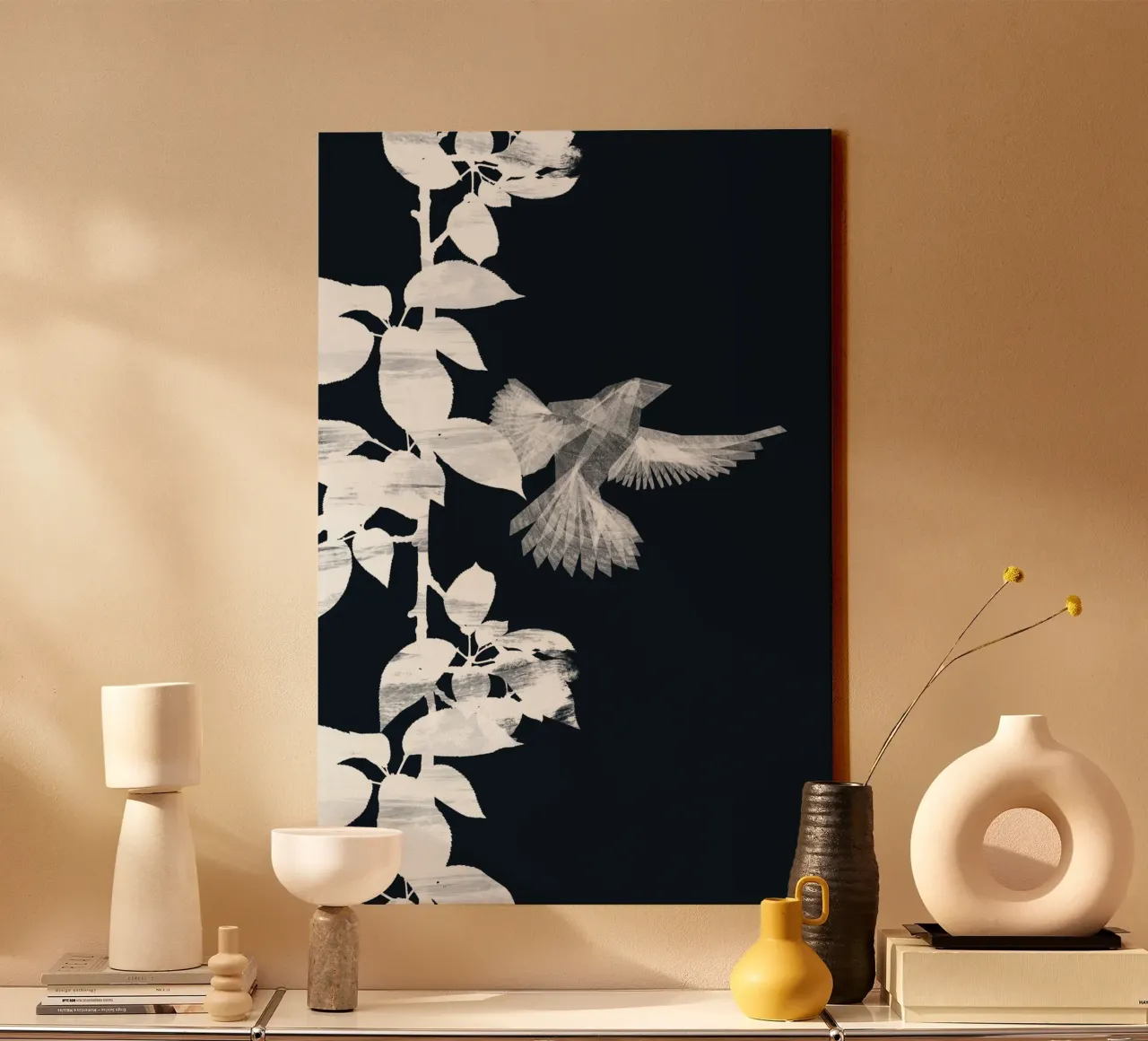 Danushka - Uccello botanico B tela con Cornice a cassetta da The Artcircle