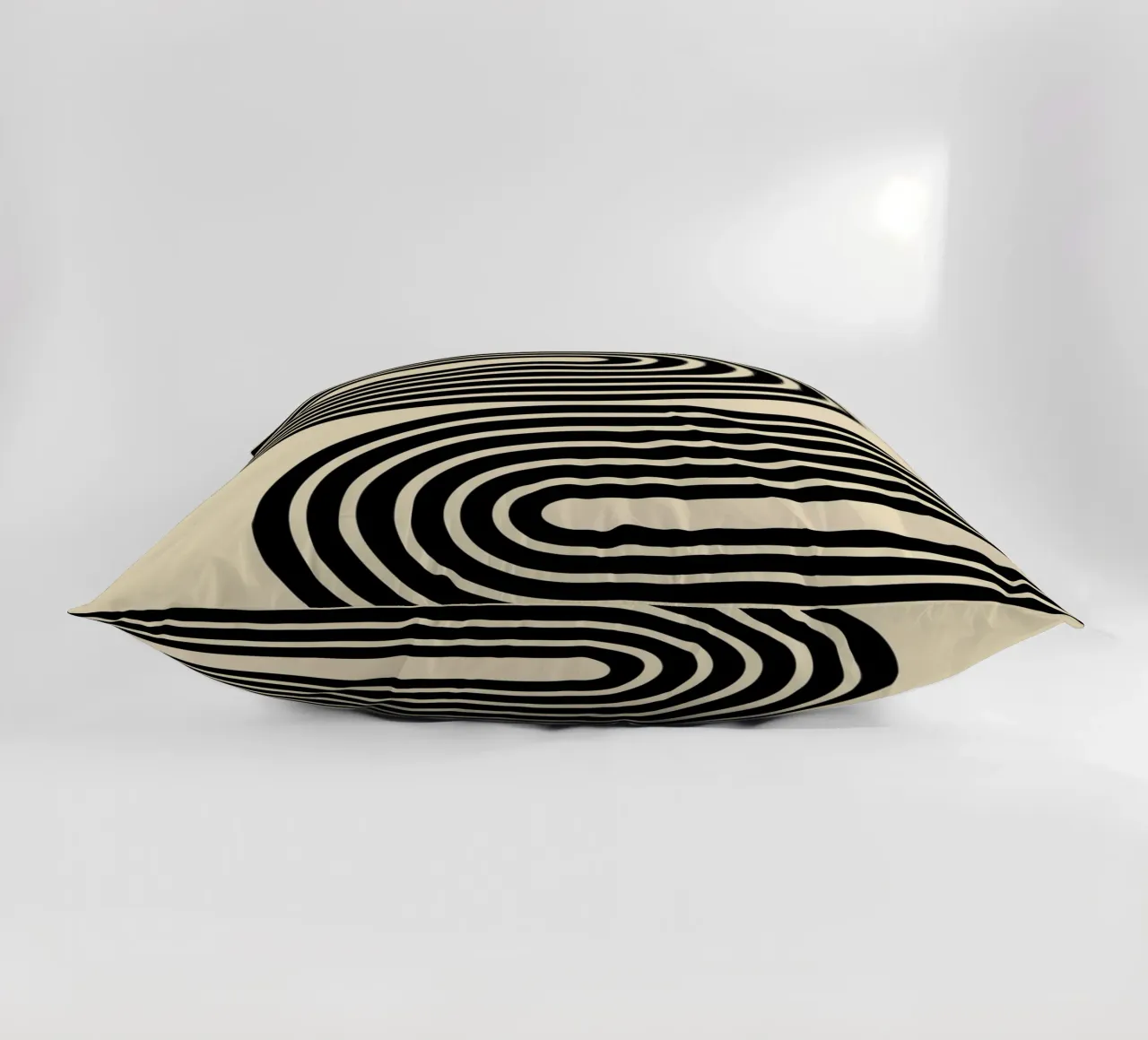 Minimalist Geometric Bold Striped Arches | Black on Beige decorative cushion by Beauty in Simplicity