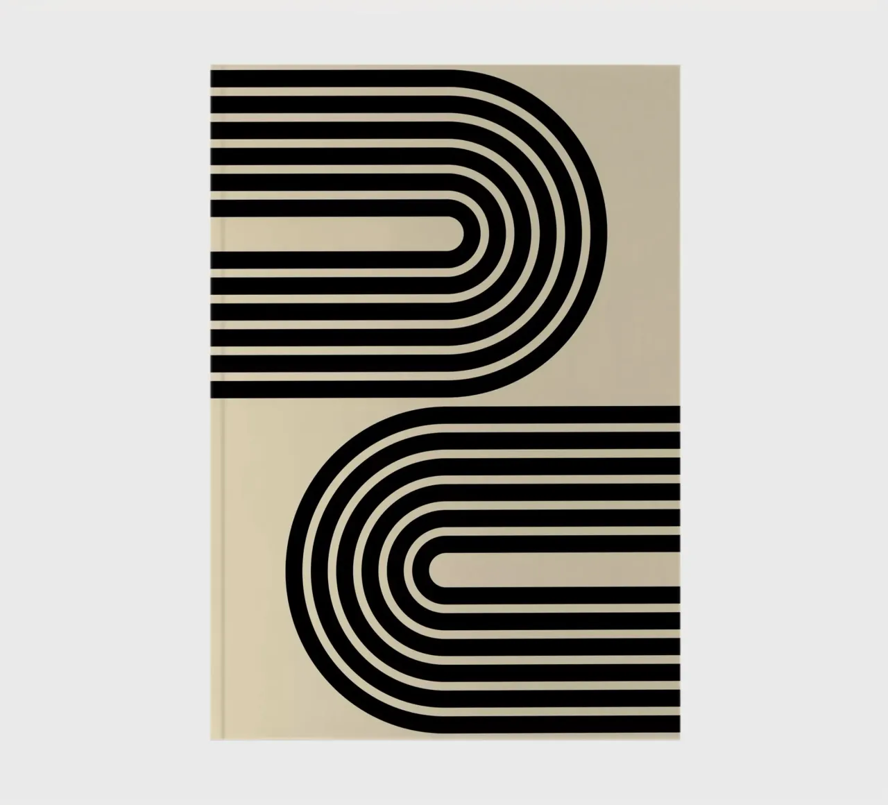 Minimalist Geometric Bold Striped Arches | Black on Beige notebook by Beauty in Simplicity