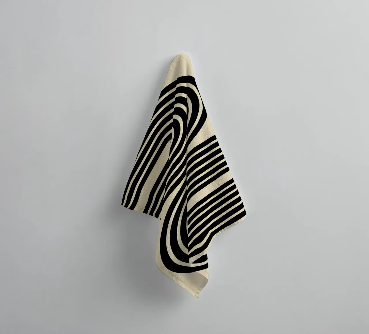 Minimalist Geometric Bold Striped Arches | Black on Beige towel by Beauty in Simplicity