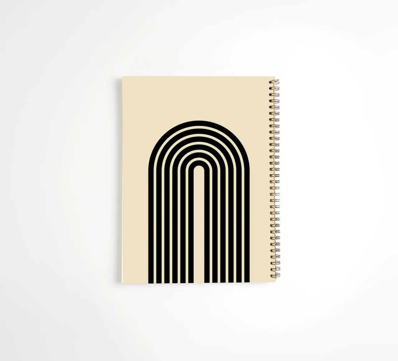 Minimal Geometric Striped Bold Arch | Black on Beige spiral notebook by Beauty in Simplicity