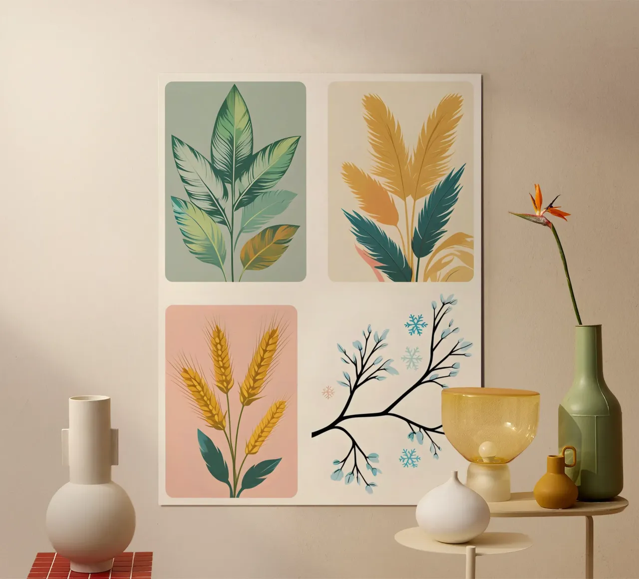 Set stagionale poster con telaio in legno da The Green Room