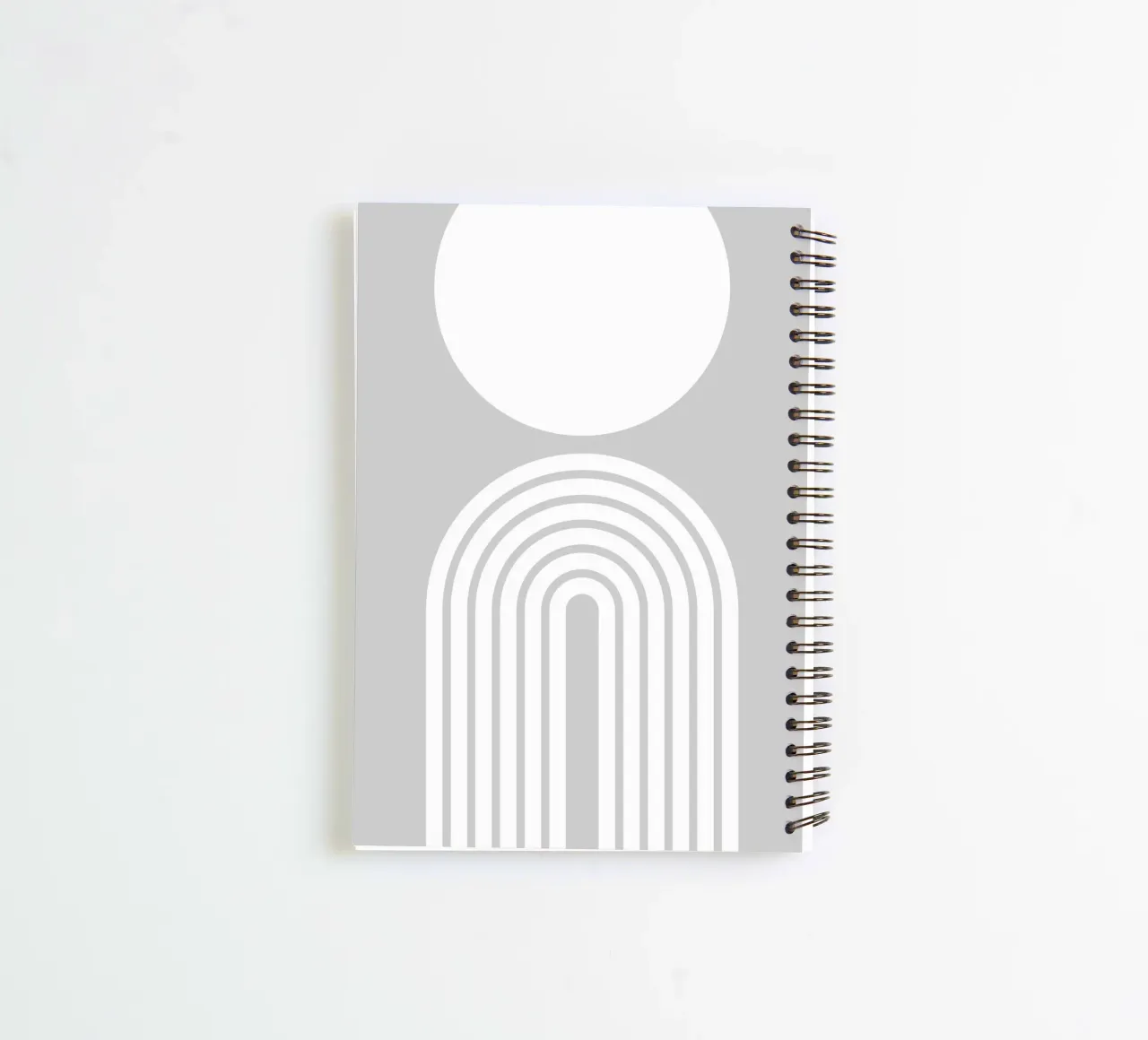 Minimalist Geometric Bold Arch and Circle | White on Grey spiral notebook by Beauty in Simplicity