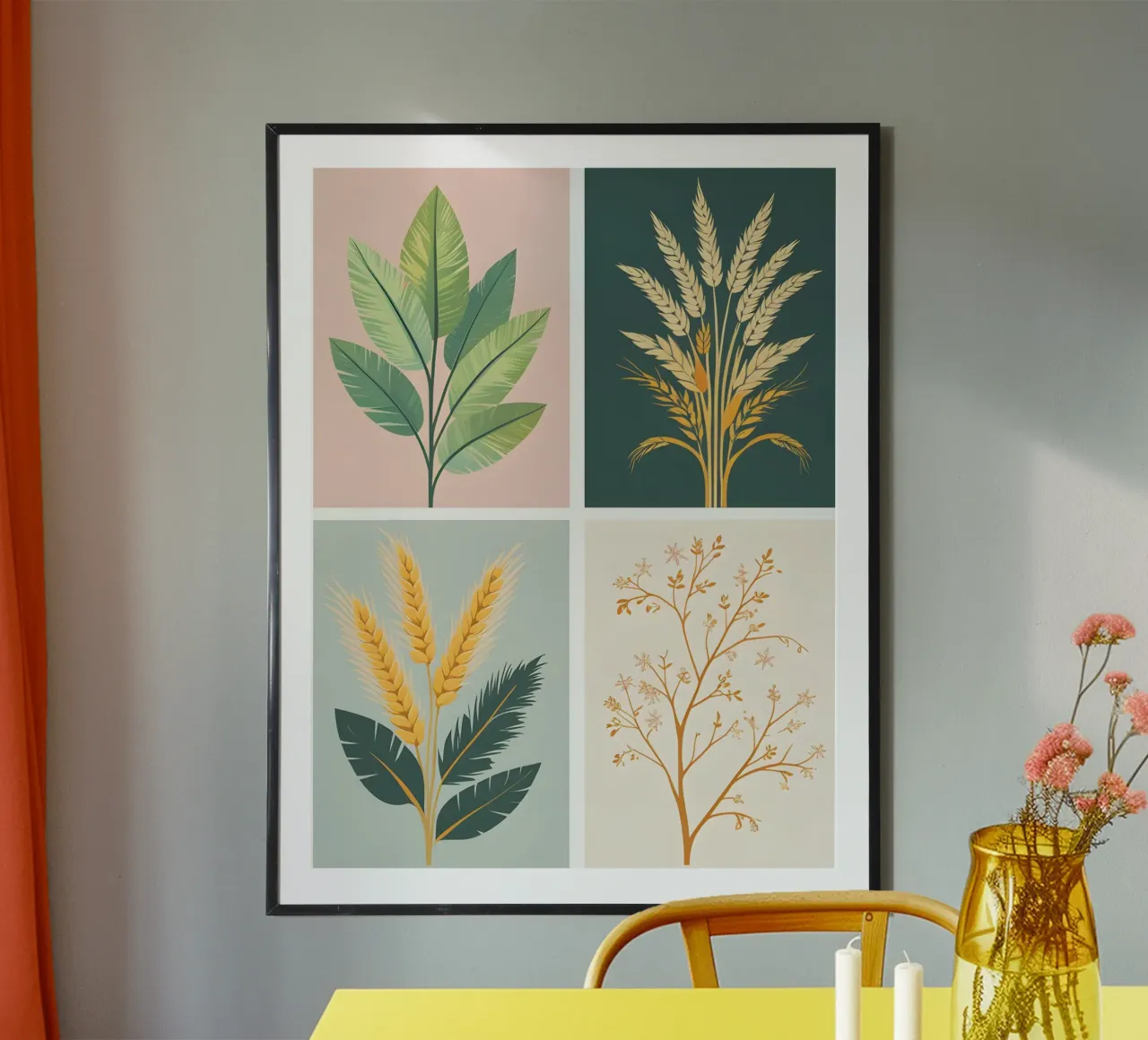Set stagionale poster con telaio in legno da The Green Room