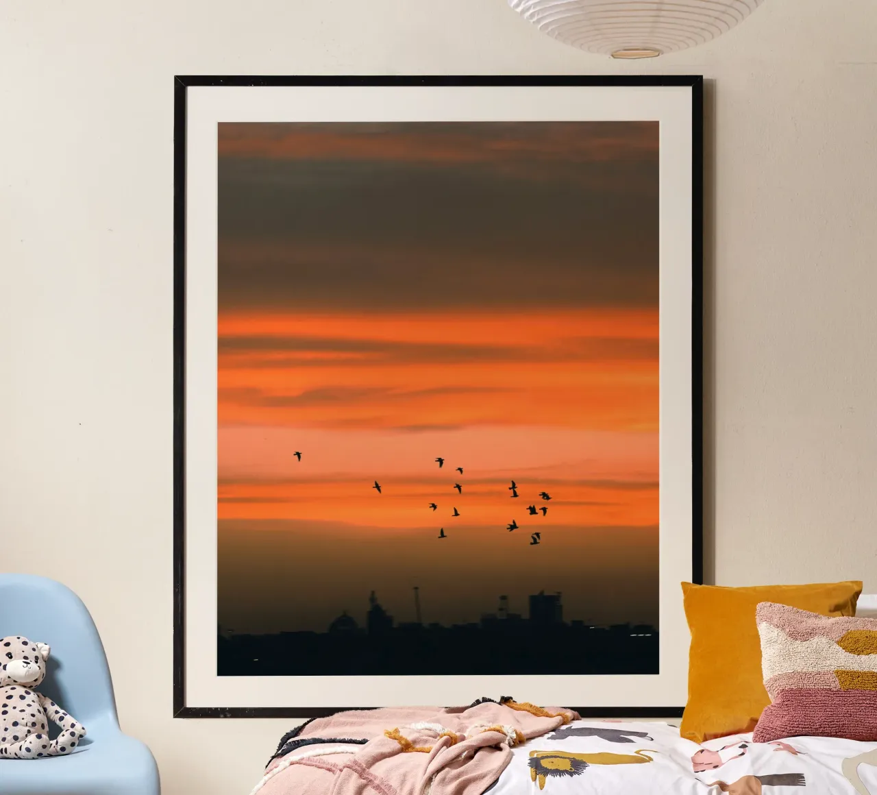 fly to the sunset poster con telaio in legno da miracle