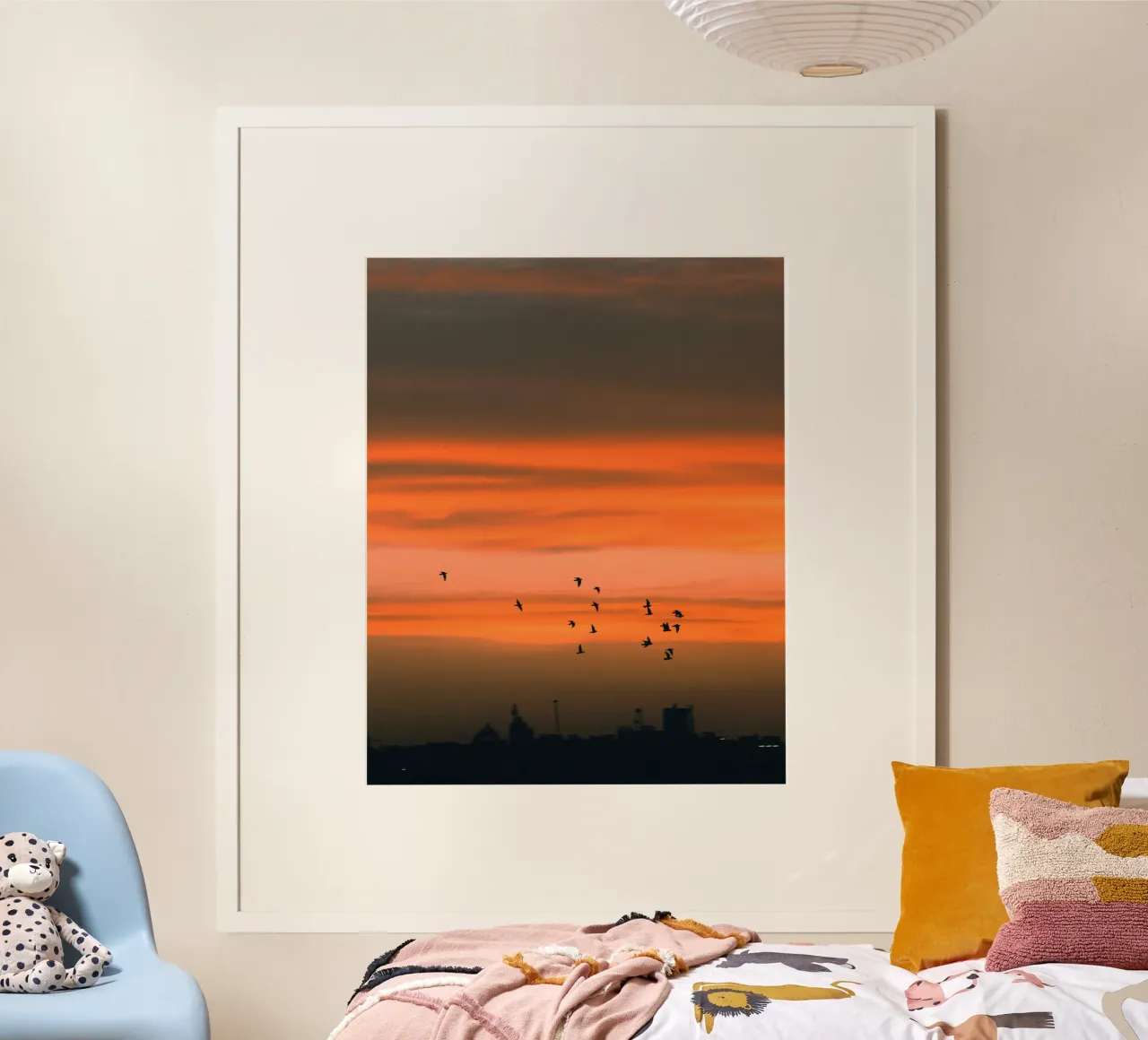 fly to the sunset poster con telaio in legno da miracle