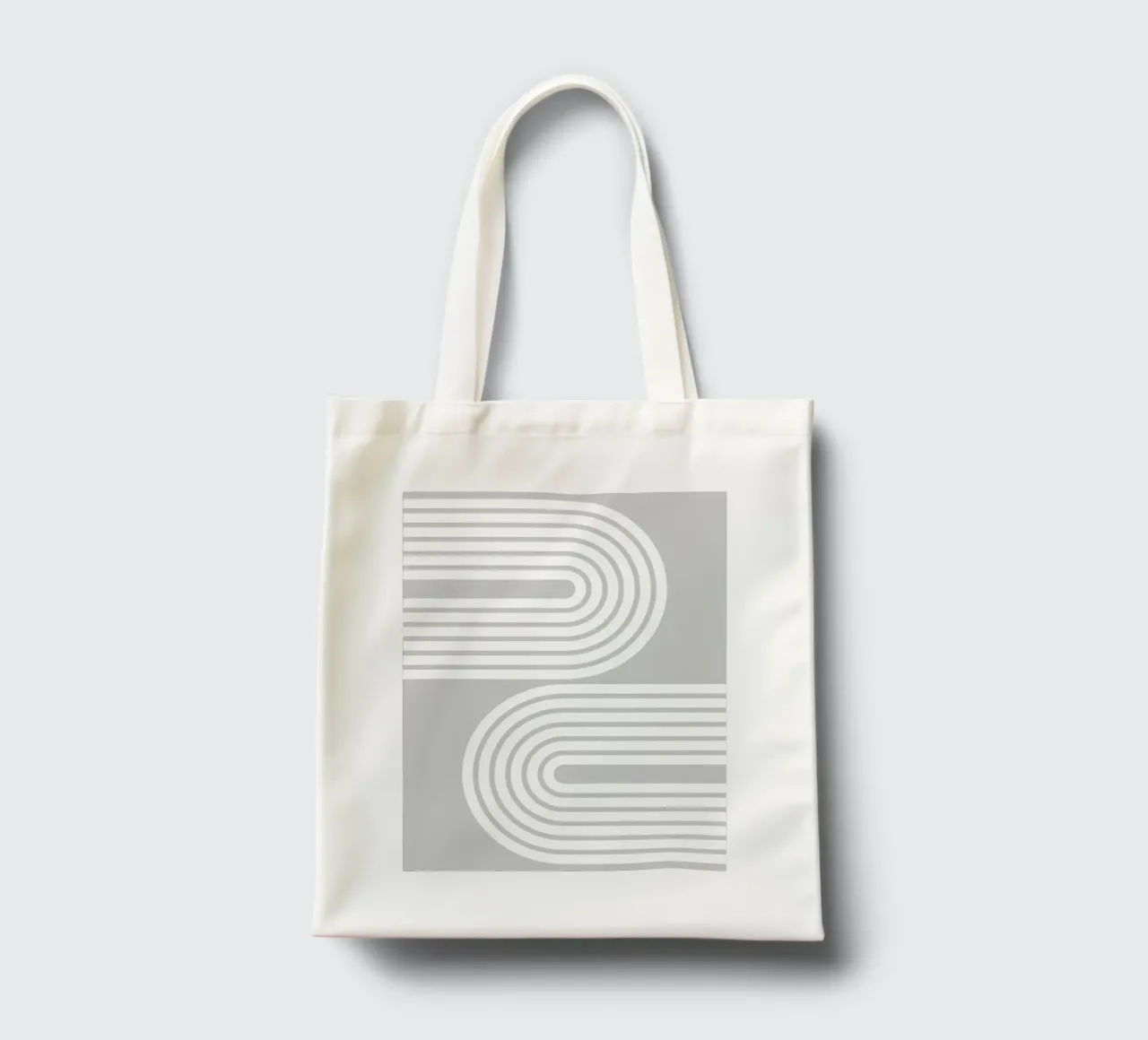 Archi geometrici minimalisti a strisce bianche su grigio chiaro borsa in juta da Beauty in Simplicity