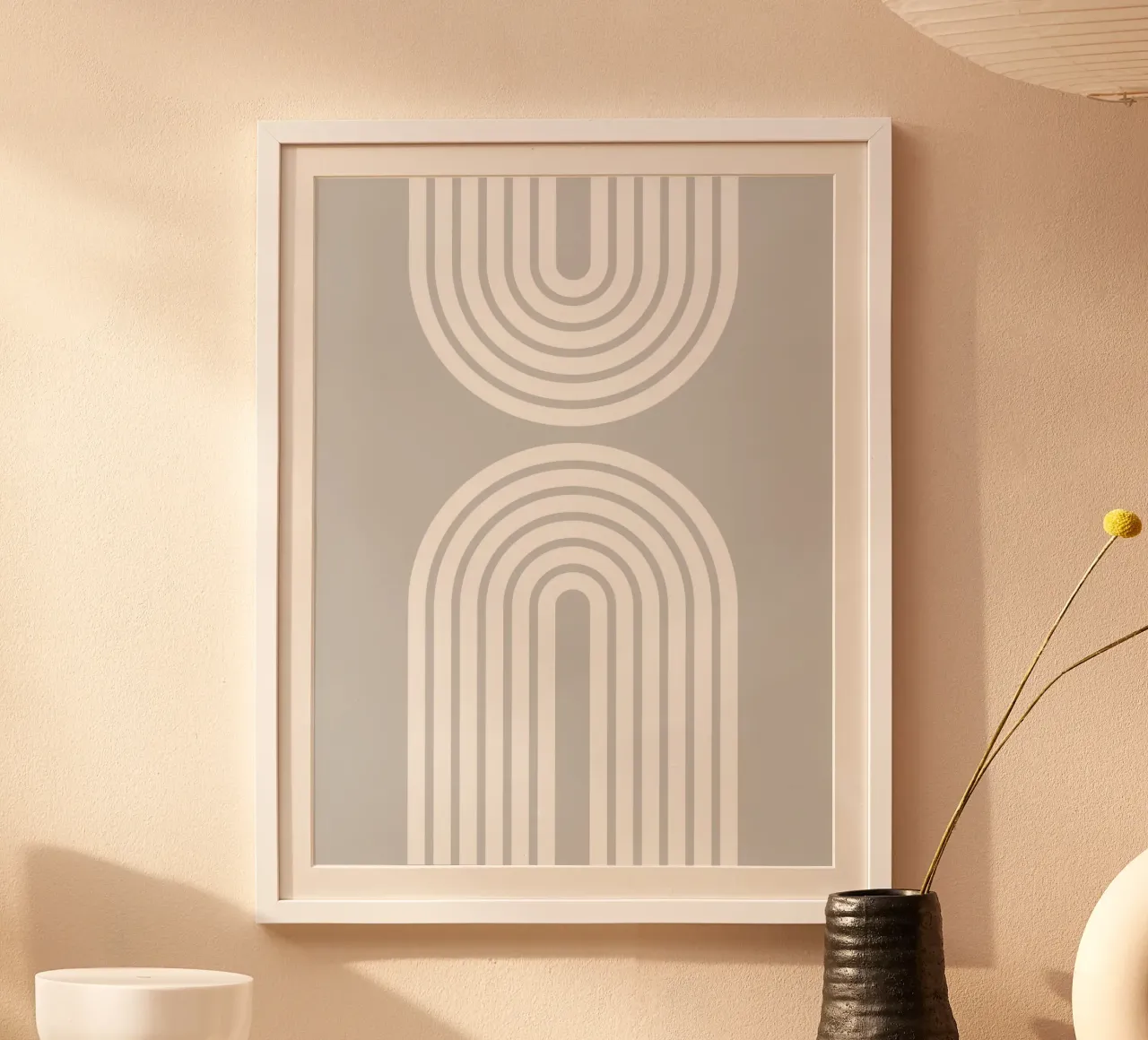 Archi geometrici minimalisti in grassetto 2 | Bianco su grigio chiaro poster da Beauty in Simplicity