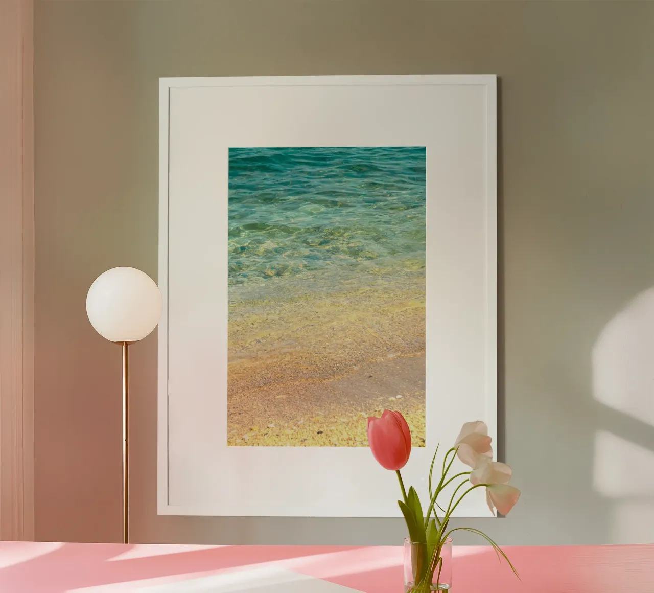 gradient wave sea poster con telaio in alluminio da miracle