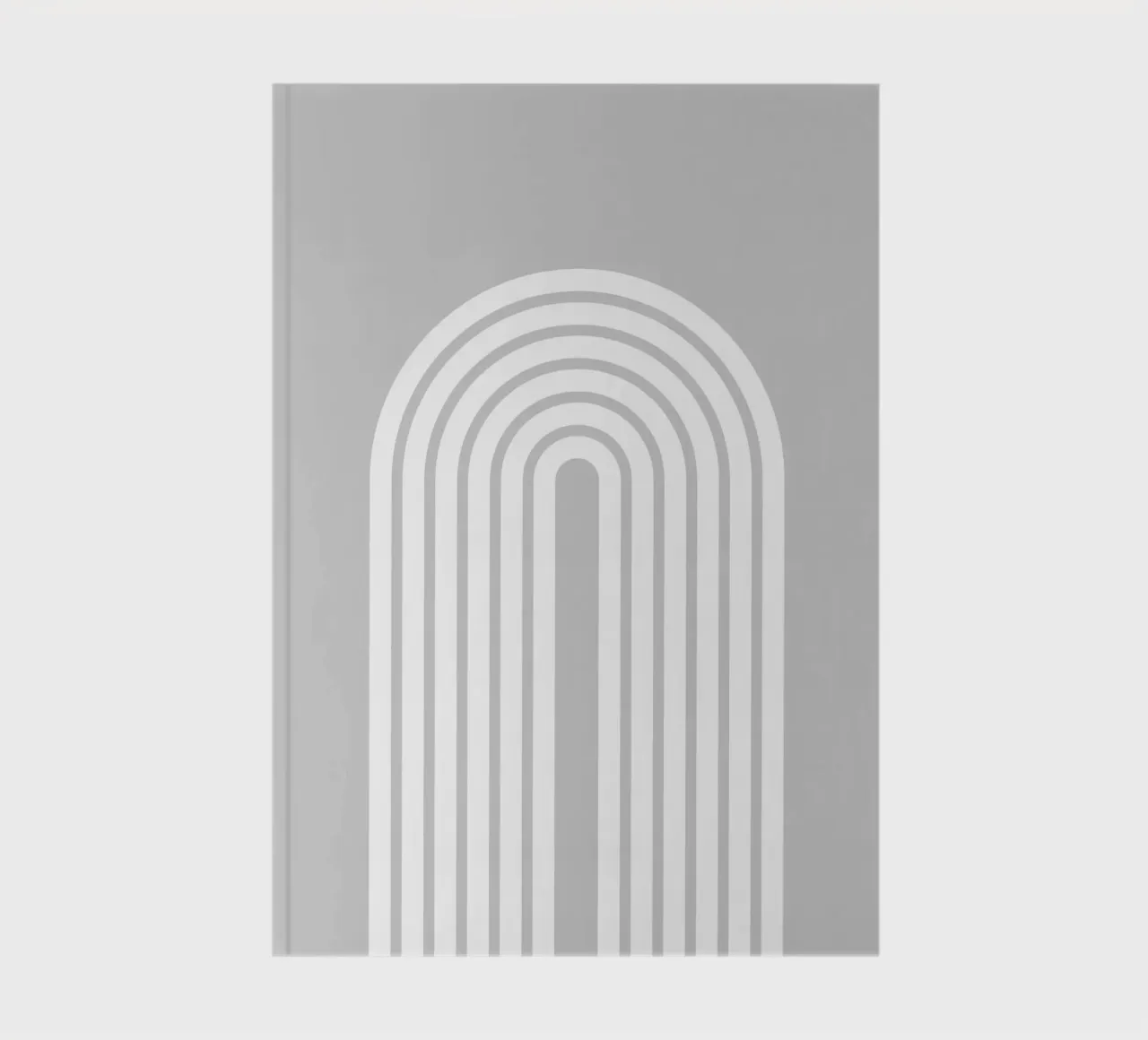 Arco geometrico minimale a righe in grassetto bianco su grigio chiaro diario da Beauty in Simplicity