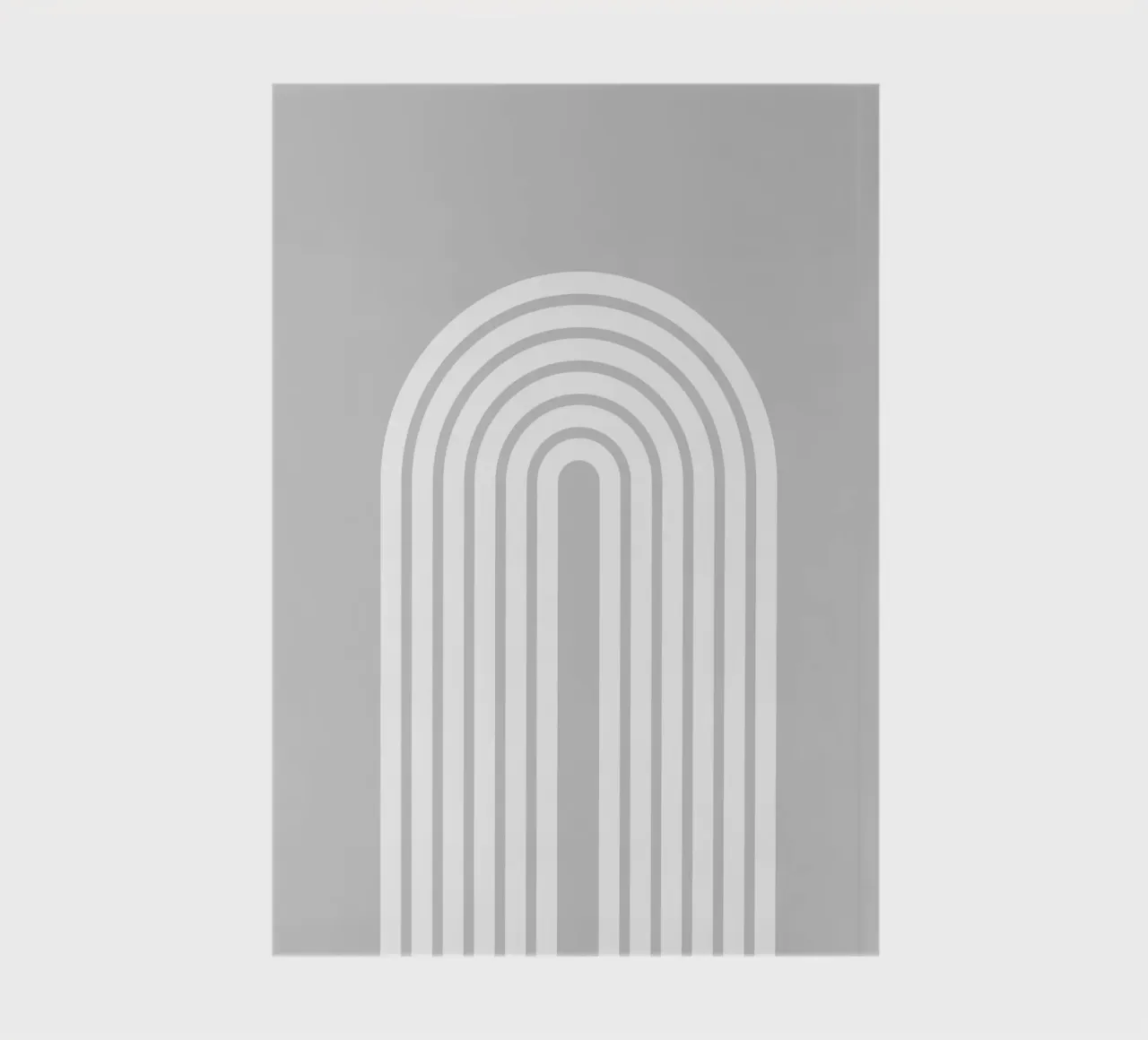 Arco geometrico minimale a righe in grassetto bianco su grigio chiaro diario da Beauty in Simplicity