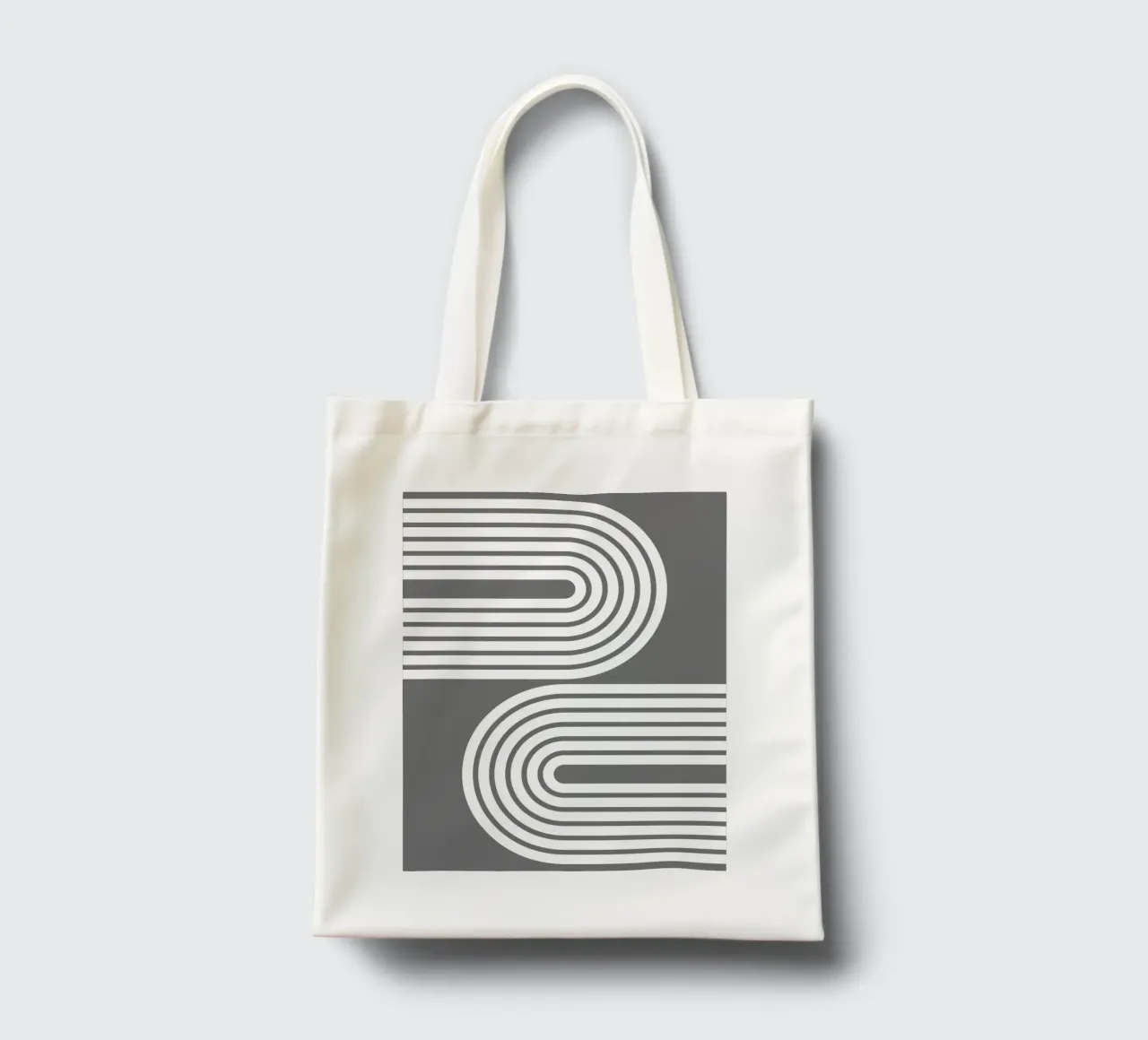 Archi geometrici minimalisti a strisce bianche su grigio scuro borsa in juta da Beauty in Simplicity
