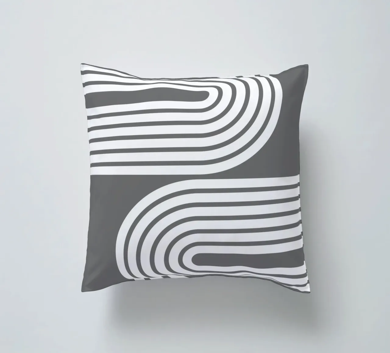 Archi geometrici minimalisti a strisce bianche su grigio scuro cuscino da Beauty in Simplicity