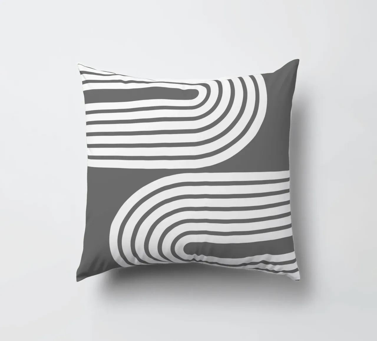 Archi geometrici minimalisti a strisce bianche su grigio scuro cuscino da Beauty in Simplicity
