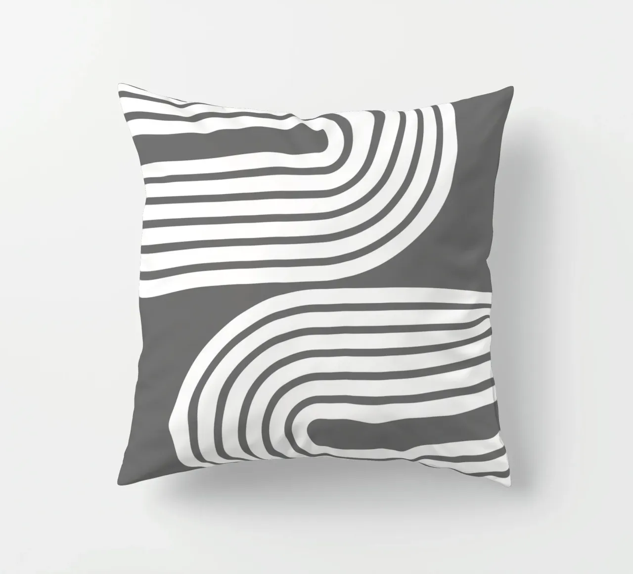 Archi geometrici minimalisti a strisce bianche su grigio scuro cuscino da Beauty in Simplicity