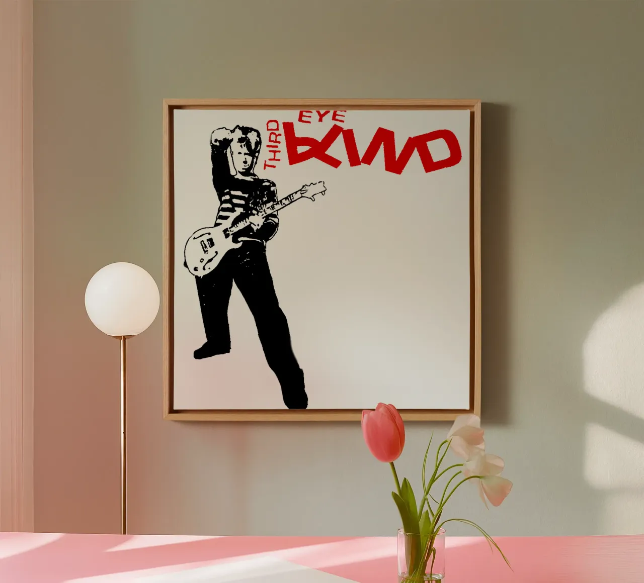Silhouet gitarist Thrid Eye Blind canvas met Baklijst van itzmyui