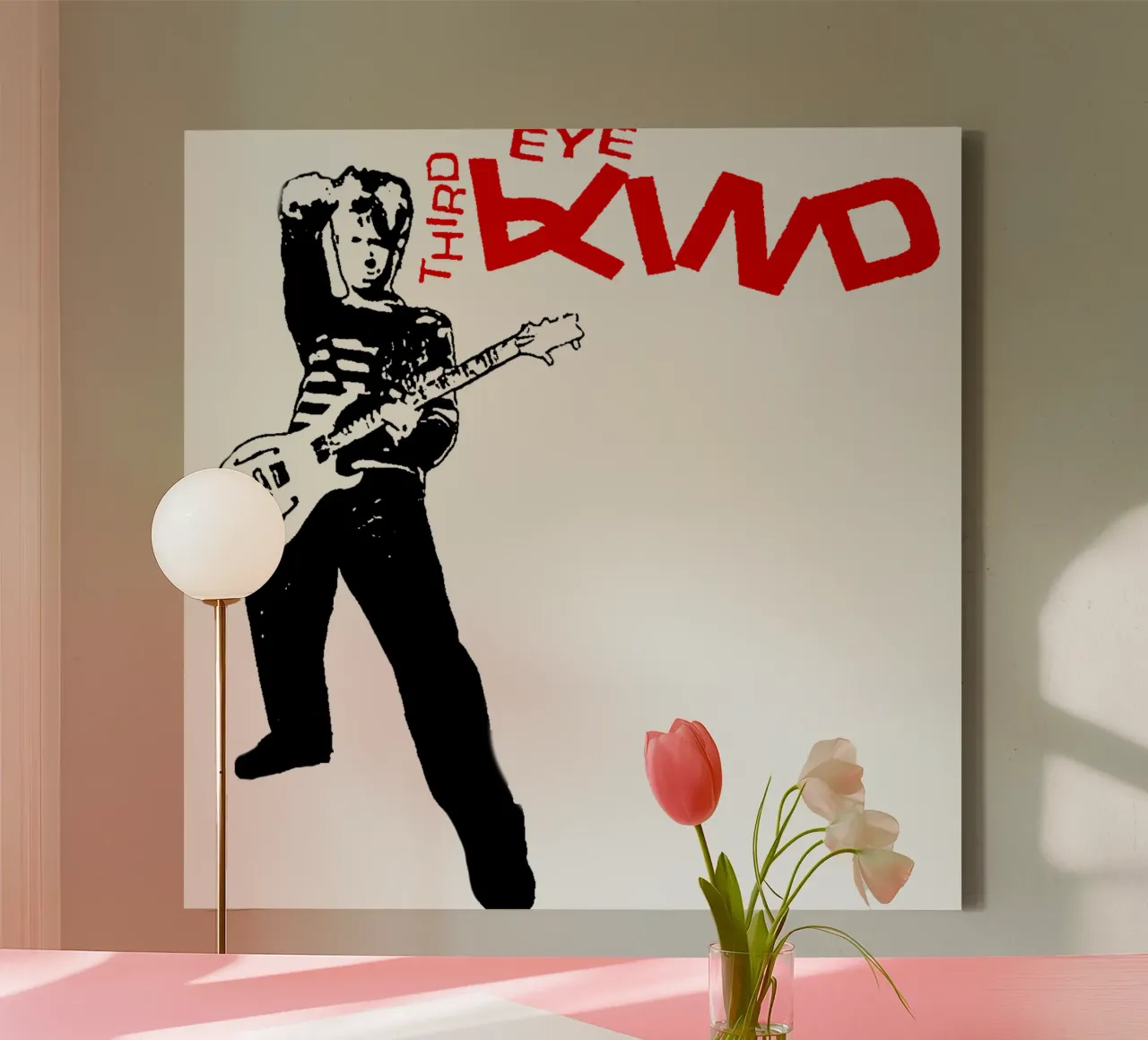 Silhouet gitarist Thrid Eye Blind canvas met Baklijst van itzmyui