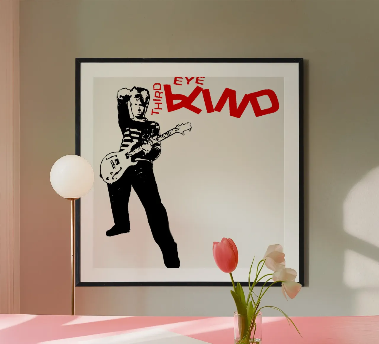 Silhouette del chitarrista dei Thrid Eye Blind poster con telaio in alluminio da itzmyui