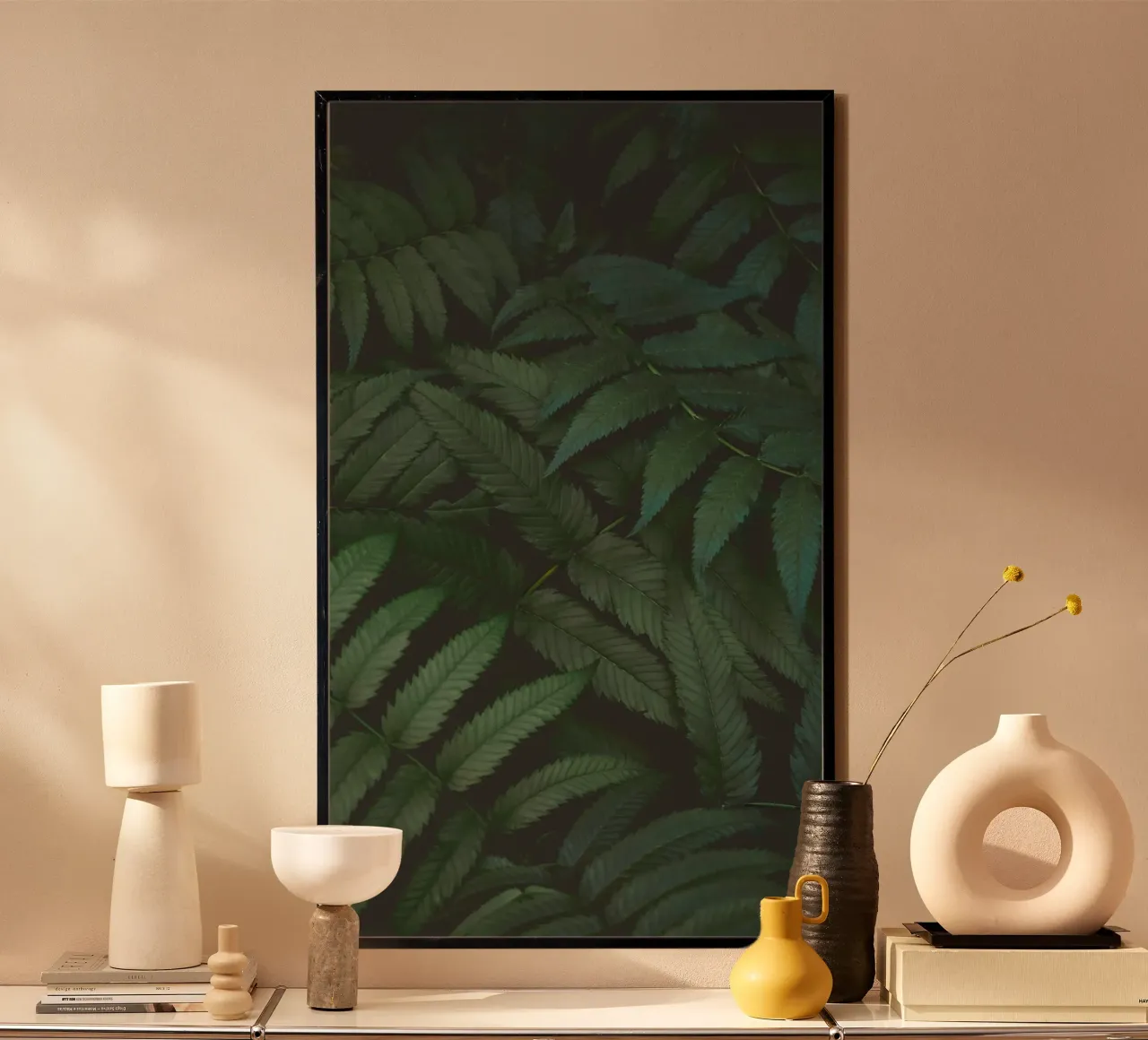leaf in shadow poster con telaio in legno da melts