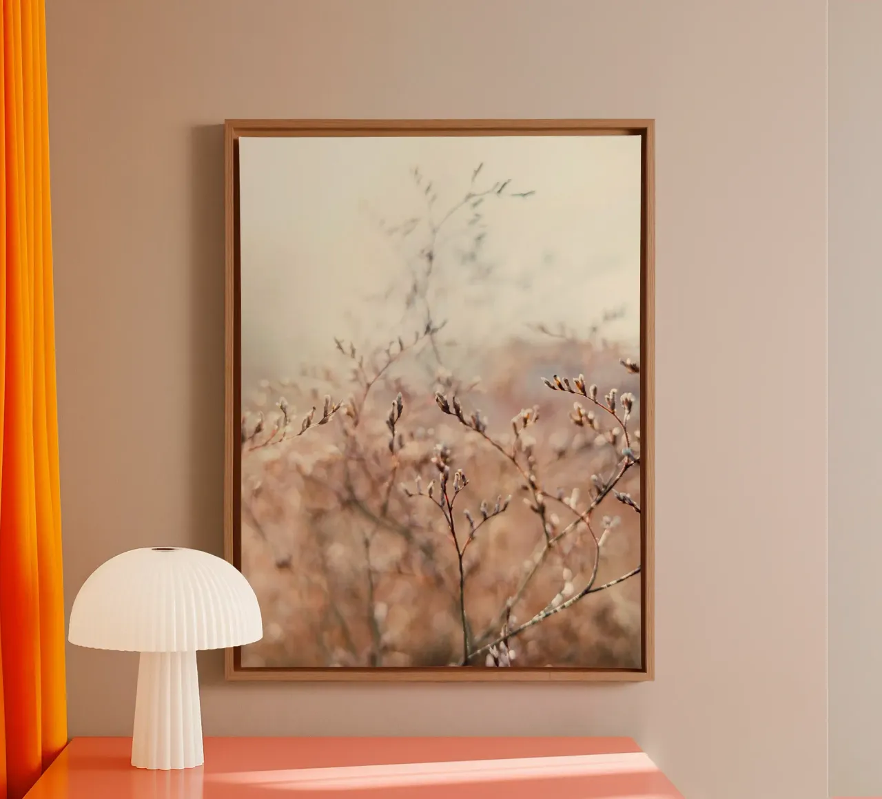 thin tree and flower tela con Cornice a cassetta da melts