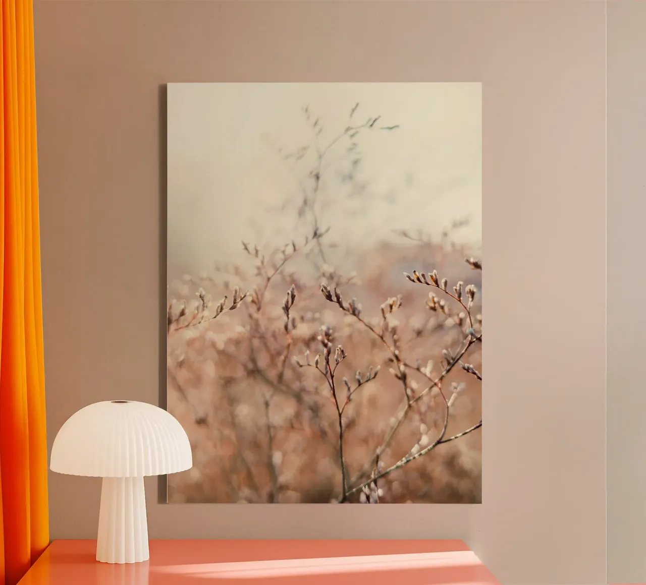 thin tree and flower tela con Cornice a cassetta da melts