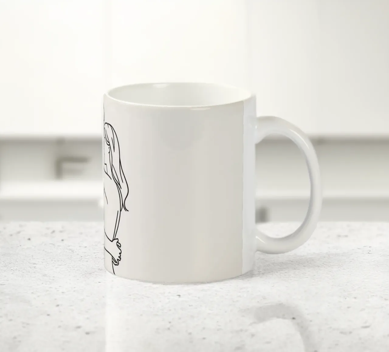 Line art di coppia nuda abbracciata tazza in ceramica da DesignDoodle