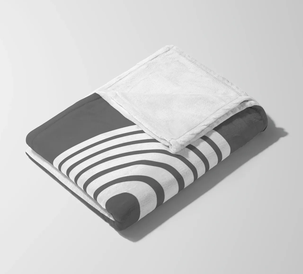 Arco geometrico minimale in grassetto bianco su grigio scuro coperta in pile da Beauty in Simplicity
