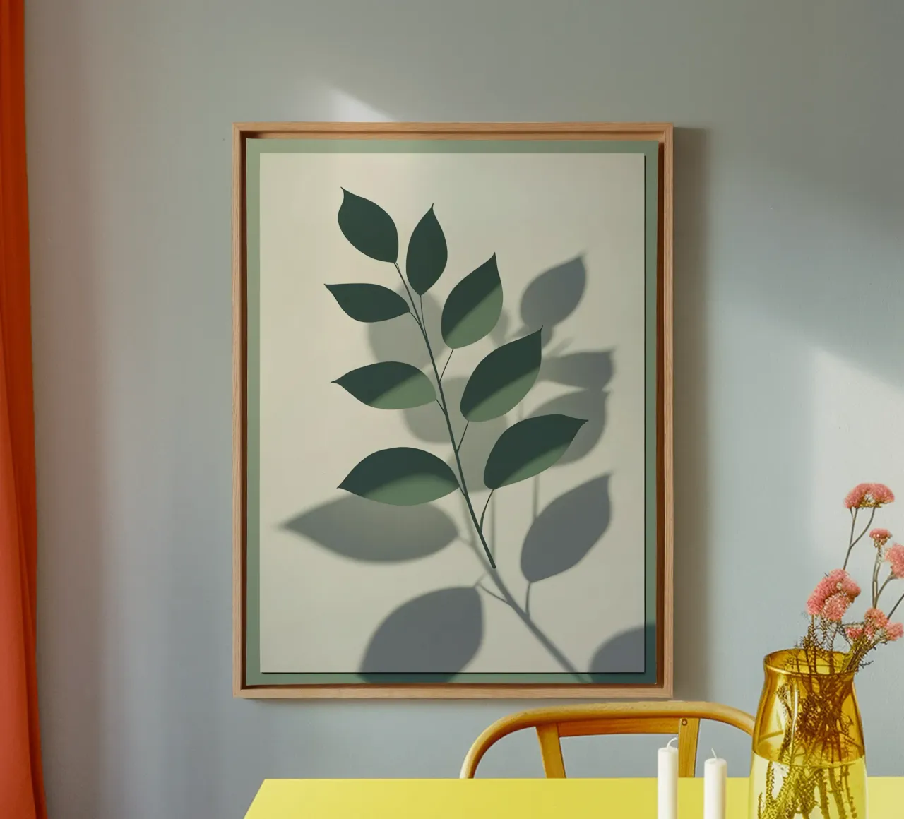 Botanische schaduwen canvas met Baklijst van The Green Room
