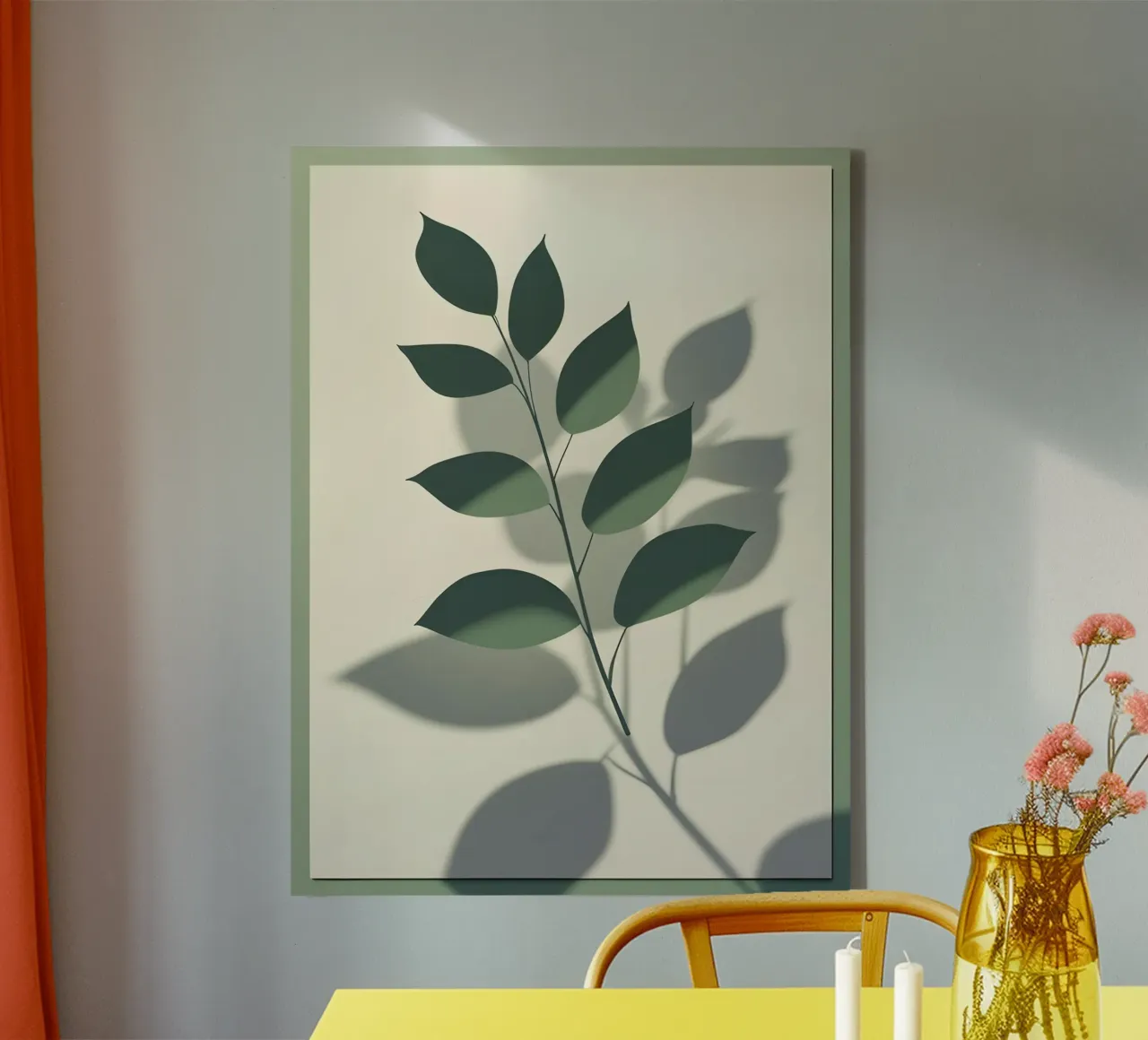 Botanische schaduwen canvas met Baklijst van The Green Room
