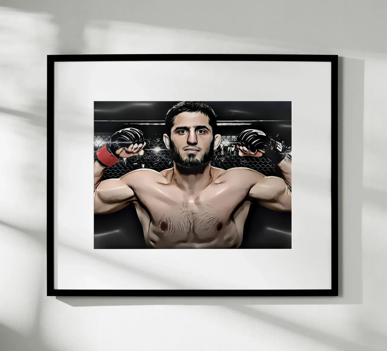 Portrait d'Islam Makhachev dans l'octogone poster de dark eagle