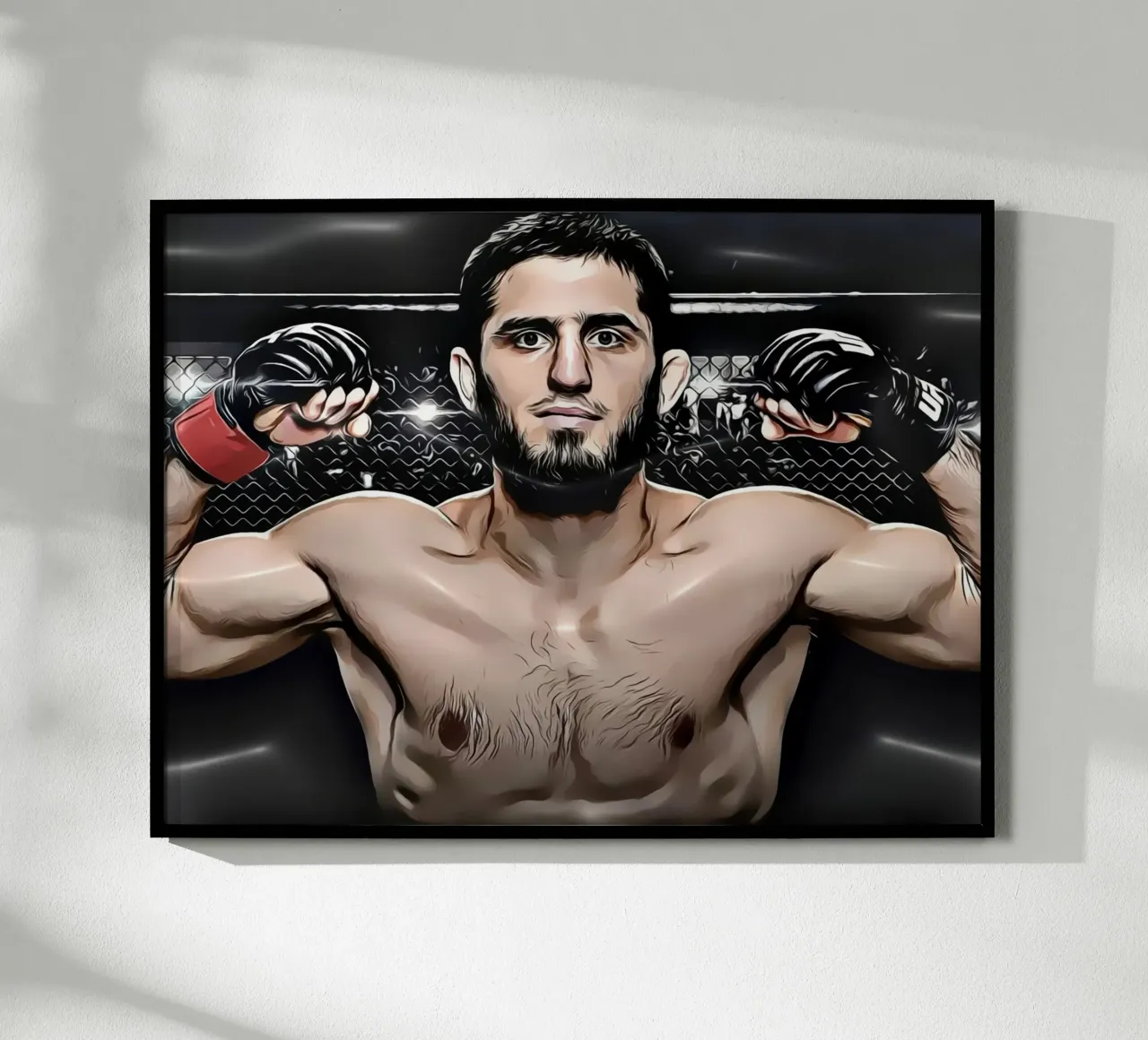 Portrait d'Islam Makhachev dans l'octogone poster de dark eagle