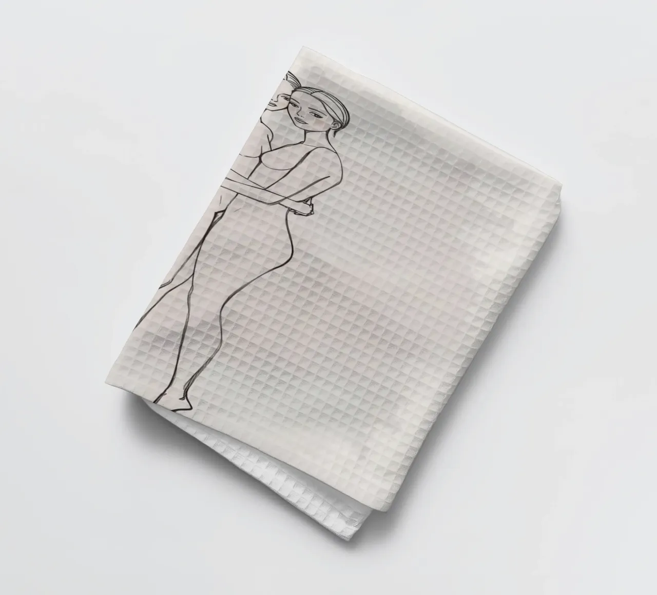 Dessin au trait de deux femmes s'embrassant torchon de DesignDoodle