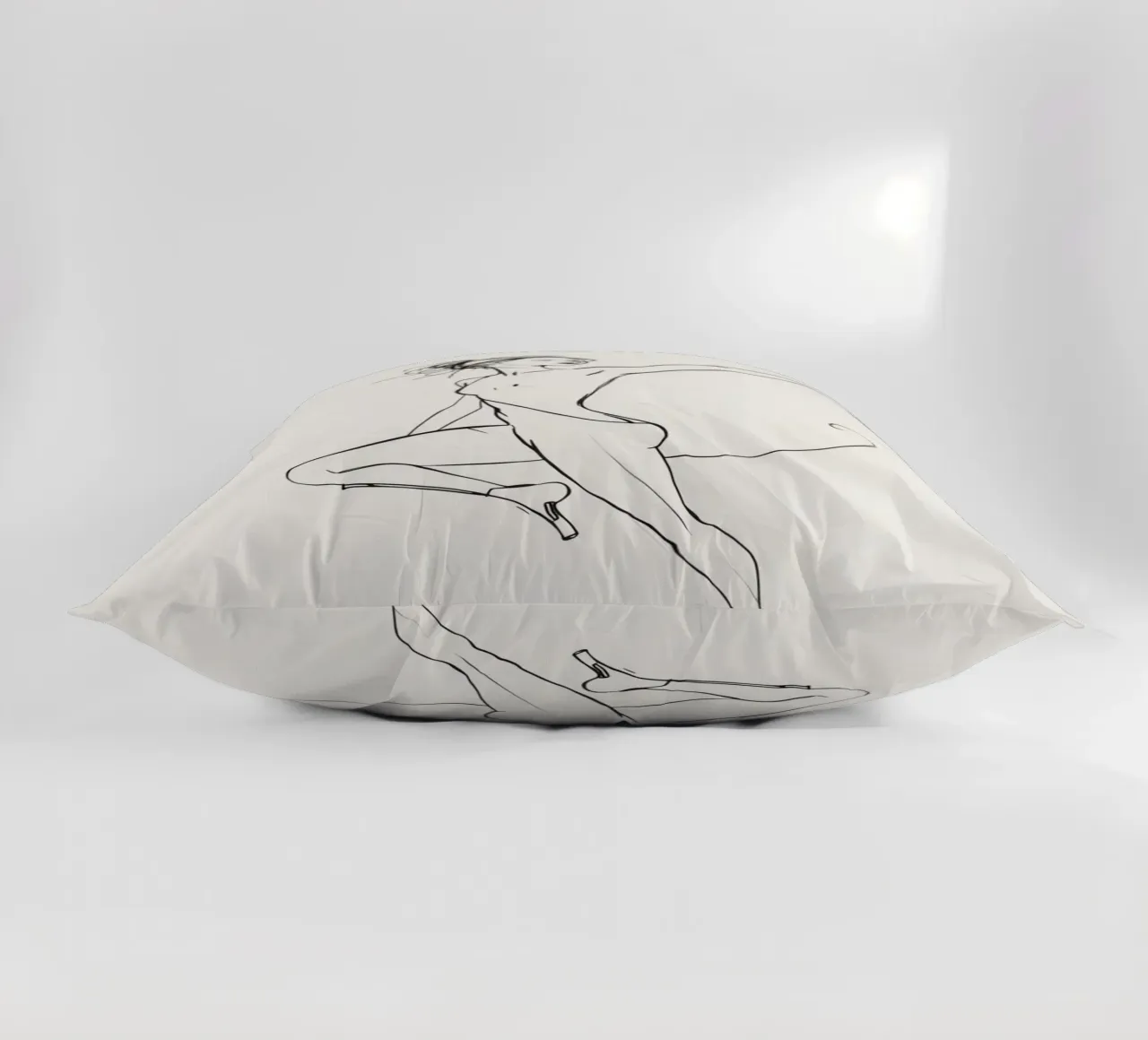 Disegno lineare di donna in body in posa cuscino da DesignDoodle