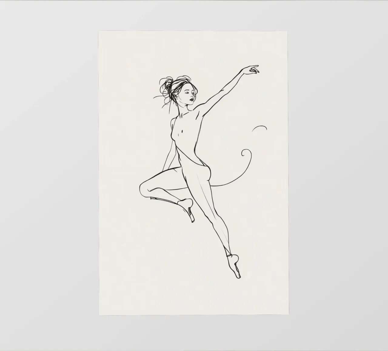 Disegno lineare di donna in body in posa pellicola backlit da DesignDoodle