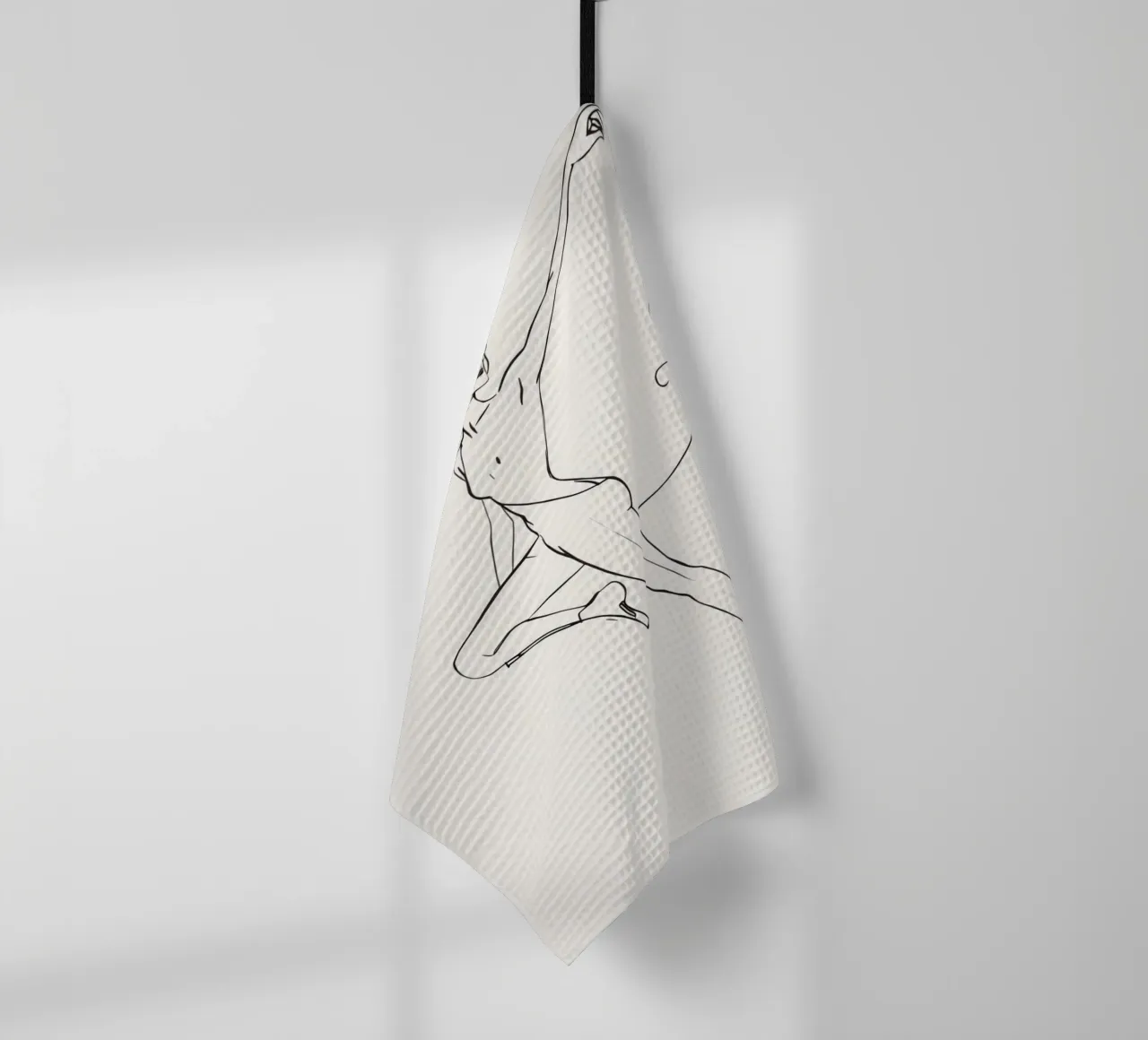 Disegno lineare di donna in body in posa canovaccio da cucina da DesignDoodle