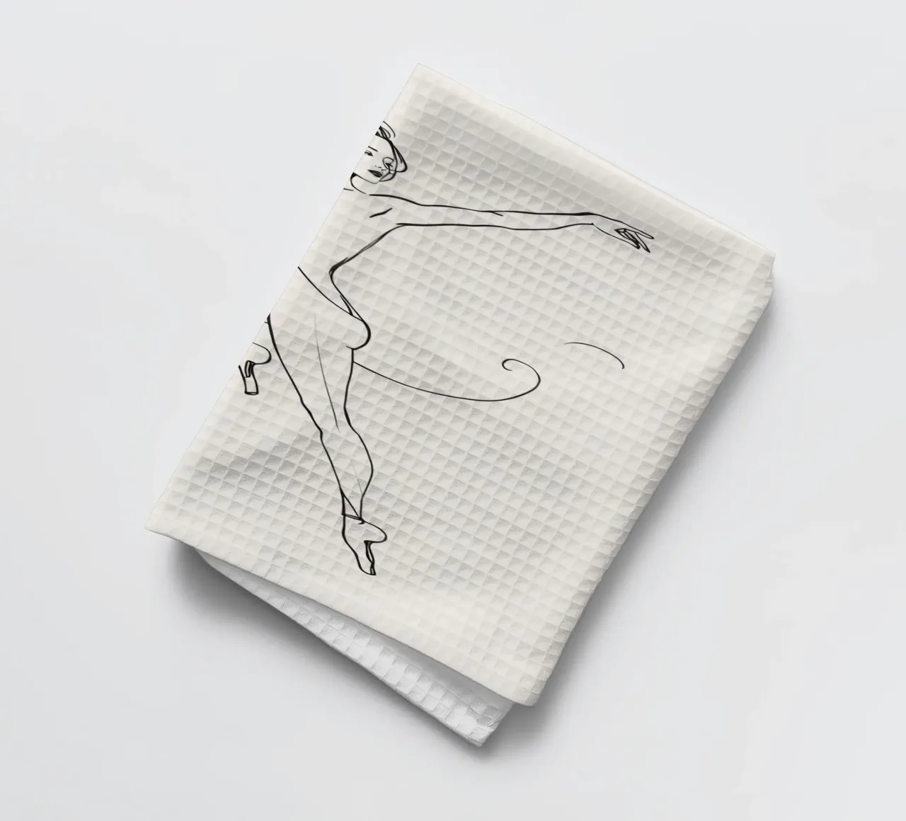 Disegno lineare di donna in body in posa canovaccio da cucina da DesignDoodle