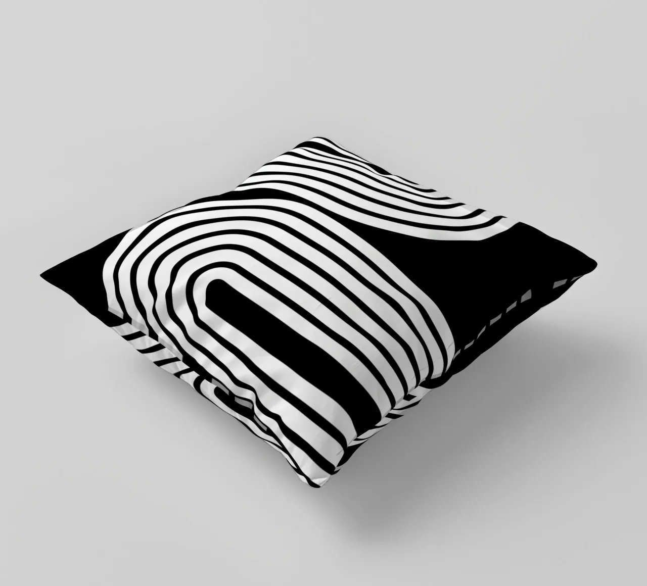 Archi geometrici minimalisti in grassetto | Bianco su nero cuscino da Beauty in Simplicity