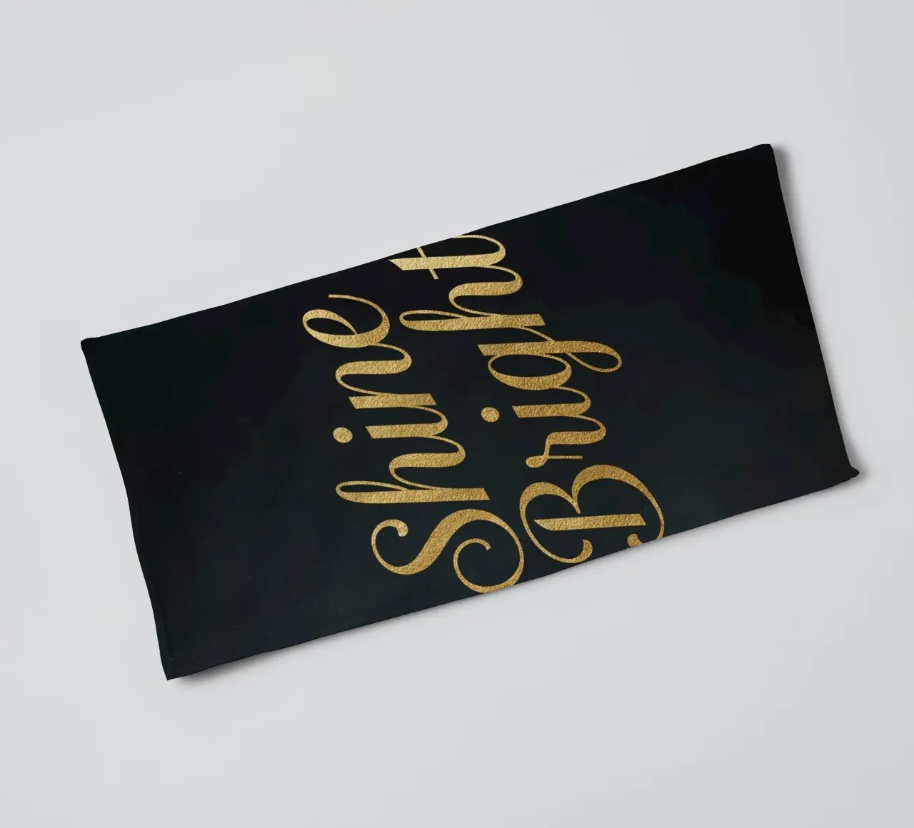 Tilted Golden "Shine Bright" Script on Dark Background towel by DesignDoodle
