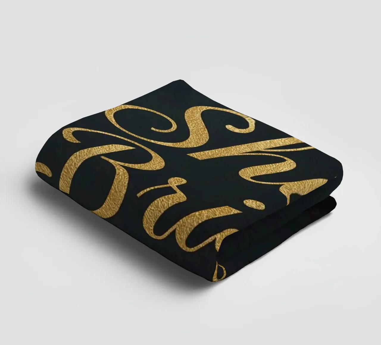 Tilted Golden "Shine Bright" Script on Dark Background towel by DesignDoodle