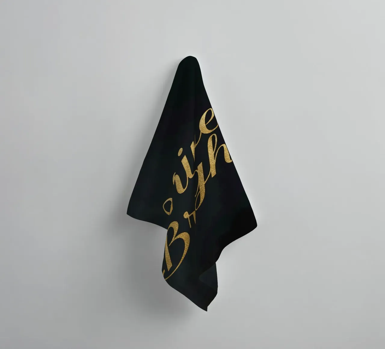 Tilted Golden "Shine Bright" Script on Dark Background towel by DesignDoodle