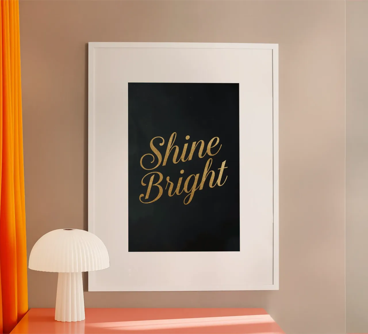 Tilted Golden "Shine Bright" Script on Dark Background poster by DesignDoodle