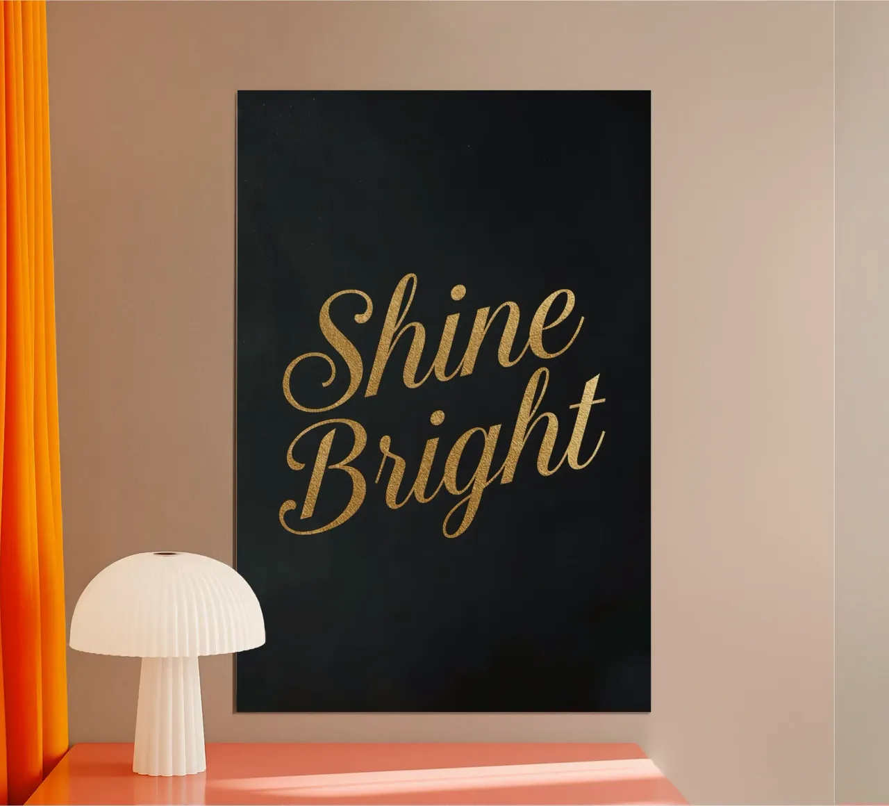Tilted Golden "Shine Bright" Script on Dark Background poster by DesignDoodle