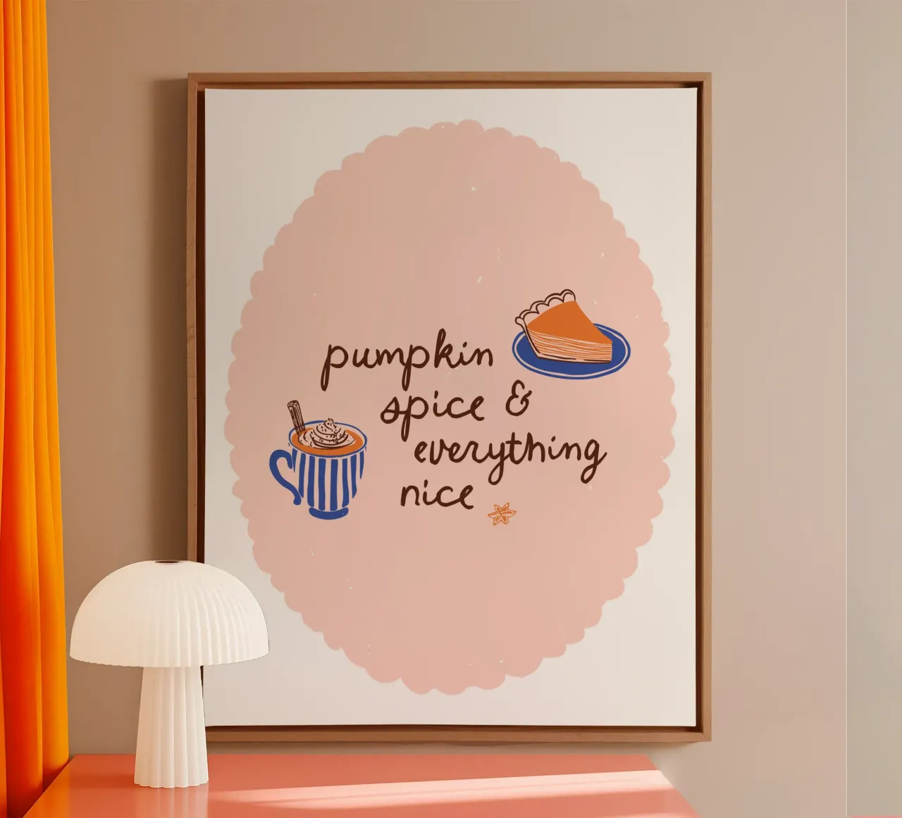 Pumpkin spice & everything nice tela con Cornice a cassetta da modeern